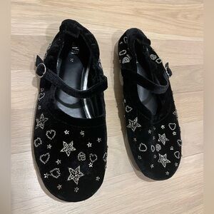 Zara celestial black velvet embellished Mary Jane's- Size 37